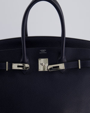 *HOT & FIRE PRICE* Hermès Birkin 35cm Retourne Verso Bag in Bleu De Nuit Togo Leather, Magnolia Interior with Palladium Hardware