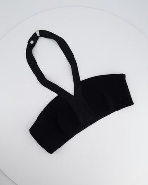 Hermès Black Halter Cropped Top with Silk Trim and Silver Buckle Size FR 38 (UK 10)