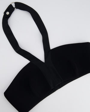 Hermès Black Halter Cropped Top with Silk Trim and Silver Buckle Size FR 38 (UK 10)