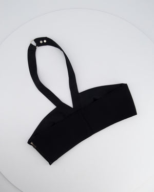 Hermès Black Halter Cropped Top with Silk Trim and Silver Buckle Size FR 38 (UK 10)