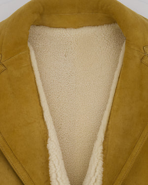 Christian Dior Tan and Cream Reversible Suede and Shearling Coat with Embroidered Logo and Belt Size FR 38 (UK 10)