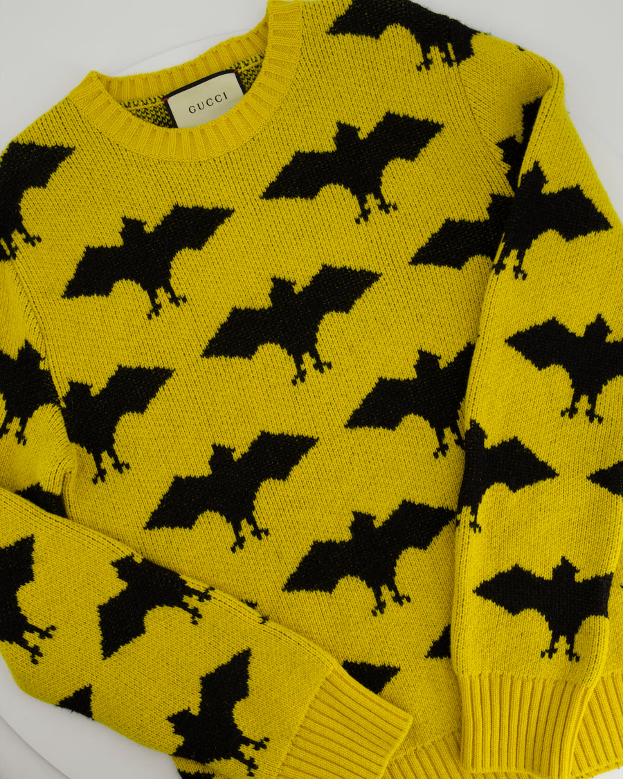 Gucci Yellow "Batman" Long Sleeve Knitted Jumper Size L (EU 50)