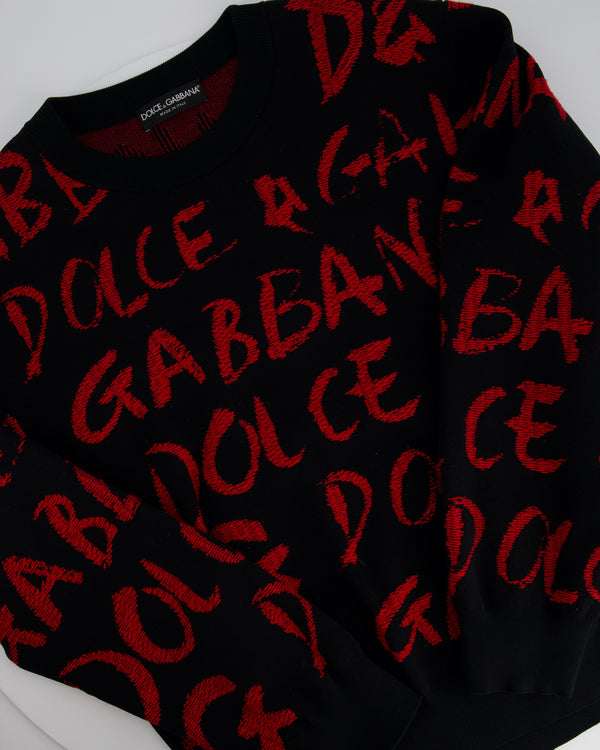 Dolce & Gabbana Menswear Black Logo Long Sleeve Jumper Size L (EU 50)