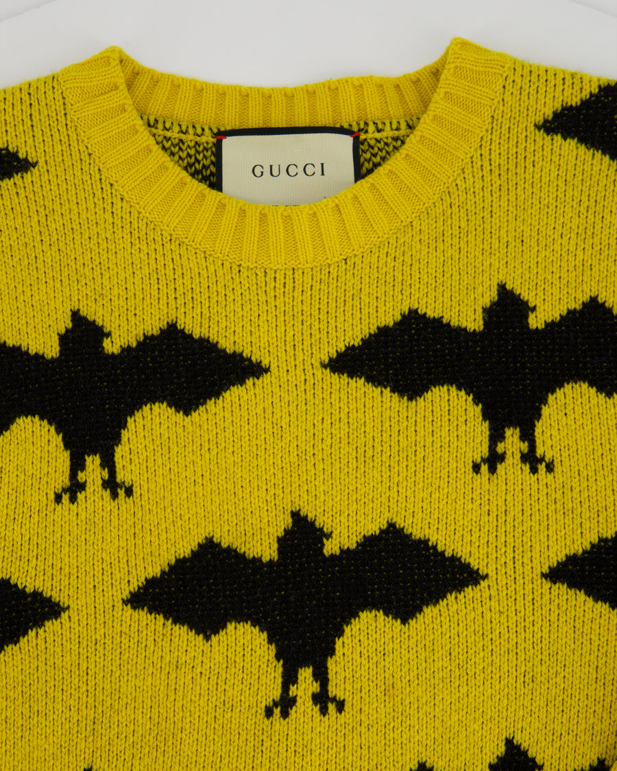 Gucci Yellow "Batman" Long Sleeve Knitted Jumper Size L (EU 50)