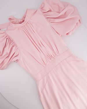 Rotate Pink Satin Ruched Shoulder Midi Dress Size FR 36 (UK 6)