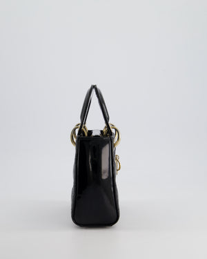 Christian Dior Mini Lady Dior Bag In Black Patent Leather and Champagne Gold Hardware RRP £4,200