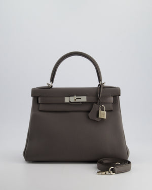 Hermès Kelly Retourne 28cm Bag in Gris Etain Togo Leather with Palladium Hardware