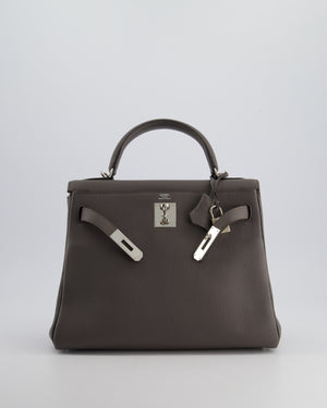 Hermès Kelly Retourne 28cm Bag in Gris Etain Togo Leather with Palladium Hardware