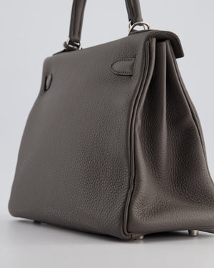 Hermès Kelly Retourne 28cm Bag in Gris Etain Togo Leather with Palladium Hardware