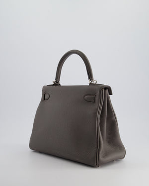 Hermès Kelly Retourne 28cm Bag in Gris Etain Togo Leather with Palladium Hardware