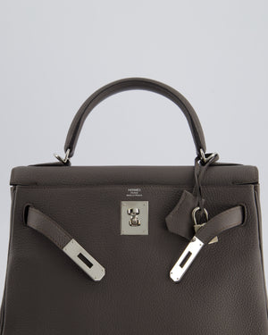 Hermès Kelly Retourne 28cm Bag in Gris Etain Togo Leather with Palladium Hardware