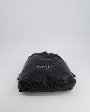 *FIRE PRICE* Chanel 22 Small Backpack Bag in Black Shiny Calfskin with Brushed Silver Hardware