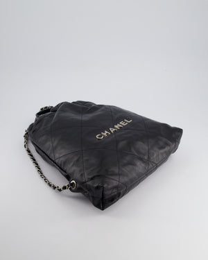 *FIRE PRICE* Chanel 22 Small Backpack Bag in Black Shiny Calfskin with Brushed Silver Hardware