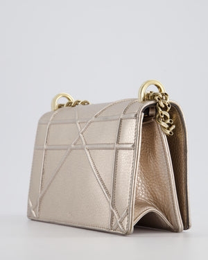 Christian Dior Small Silver Leather Diorama Bag with Champagne Gold Hardware