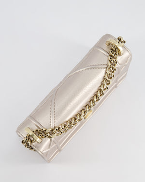 Christian Dior Small Silver Leather Diorama Bag with Champagne Gold Hardware