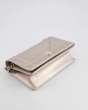 Christian Dior Small Silver Leather Diorama Bag with Champagne Gold Hardware