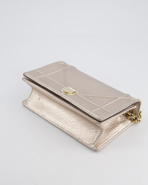 Christian Dior Small Silver Leather Diorama Bag with Champagne Gold Hardware