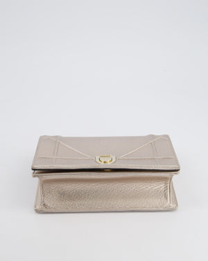 Christian Dior Small Silver Leather Diorama Bag with Champagne Gold Hardware