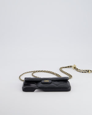 Chanel Black Caviar Cross-Body Phone Case with Champagne Gold Hardware For iPhone 15 Pro Max