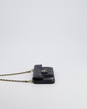 Chanel Black Caviar Cross-Body Phone Case with Champagne Gold Hardware For iPhone 15 Pro Max