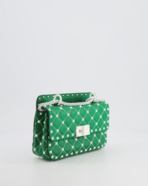 Valentino Green and White Leather Rockstud Spike Small Top Handle Bag with Chain RRP £1,950