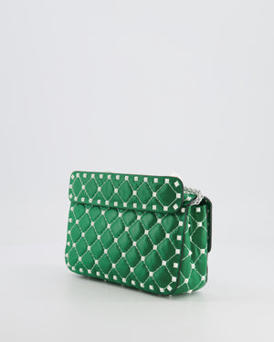 Valentino Green and White Leather Rockstud Spike Small Top Handle Bag with Chain RRP £1,950