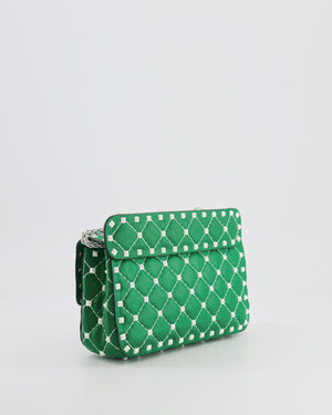 Valentino Green and White Leather Rockstud Spike Small Top Handle Bag with Chain RRP £1,950