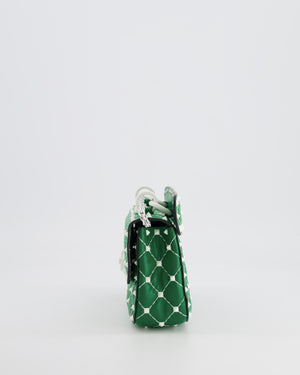 Valentino Green and White Leather Rockstud Spike Small Top Handle Bag with Chain RRP £1,950