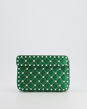 Valentino Green and White Leather Rockstud Spike Small Top Handle Bag with Chain RRP £1,950