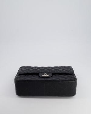 Chanel Black Jumbo Classic Double Flap Bag in Caviar Leather with Silver Hardware