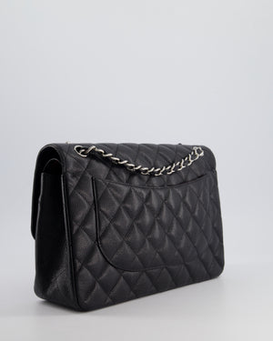 Chanel Black Jumbo Classic Double Flap Bag in Caviar Leather with Silver Hardware