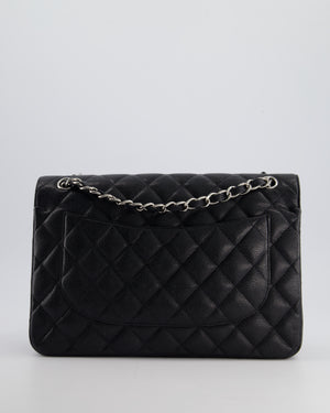 Chanel Black Jumbo Classic Double Flap Bag in Caviar Leather with Silver Hardware