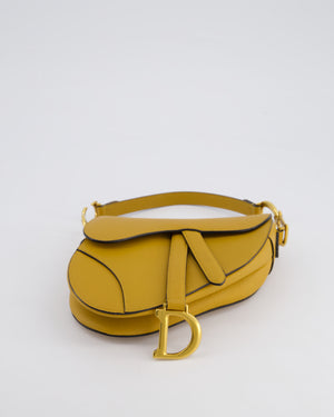 Christian Dior Mustard Yellow Dior Mini Saddle Bag with Gold Hardware RRP £3,050