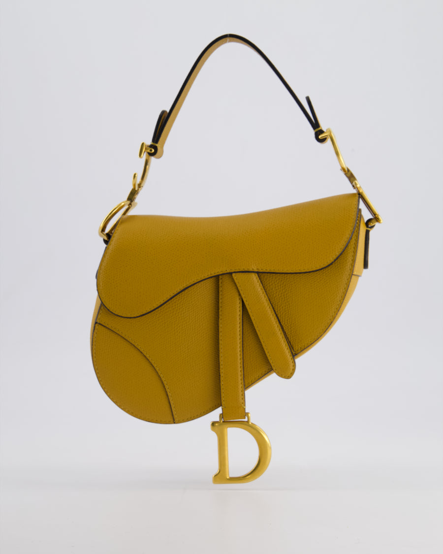 Christian Dior Mustard Yellow Dior Mini Saddle Bag with Gold Hardware RRP £3,050