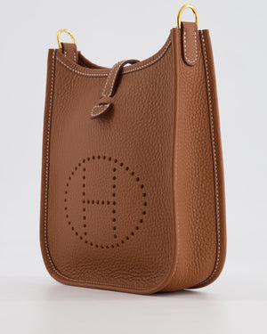 Hermès Mini Evelyne Bag in Gold Clemence Leather with Gold Hardware