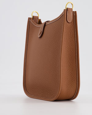 Hermès Mini Evelyne Bag in Gold Clemence Leather with Gold Hardware