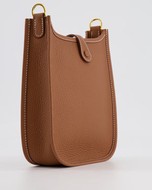 Hermès Mini Evelyne Bag in Gold Clemence Leather with Gold Hardware