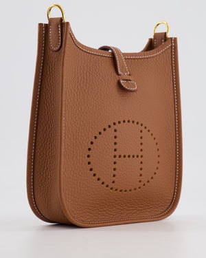 Hermès Mini Evelyne Bag in Gold Clemence Leather with Gold Hardware