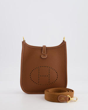 Hermès Mini Evelyne Bag in Gold Clemence Leather with Gold Hardware