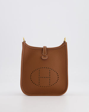 Hermès Mini Evelyne Bag in Gold Clemence Leather with Gold Hardware