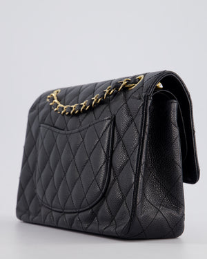 Chanel Black Vintage Medium Classic Double Flap Bag in Caviar Leather with 24K Gold Hardware