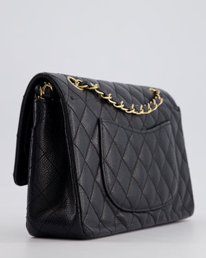 Chanel Black Vintage Medium Classic Double Flap Bag in Caviar Leather with 24K Gold Hardware