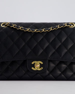 Chanel Black Vintage Medium Classic Double Flap Bag in Caviar Leather with 24K Gold Hardware