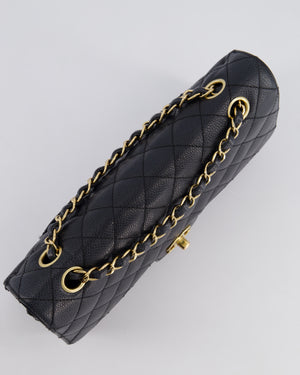 Chanel Black Vintage Medium Classic Double Flap Bag in Caviar Leather with 24K Gold Hardware