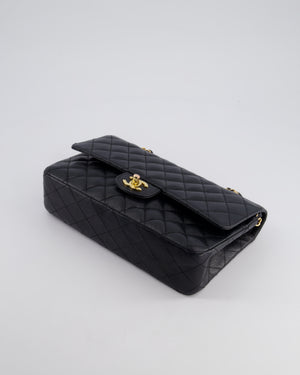 Chanel Black Vintage Medium Classic Double Flap Bag in Caviar Leather with 24K Gold Hardware