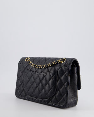 Chanel Black Vintage Medium Classic Double Flap Bag in Caviar Leather with 24K Gold Hardware