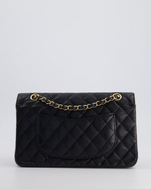 Chanel Black Vintage Medium Classic Double Flap Bag in Caviar Leather with 24K Gold Hardware