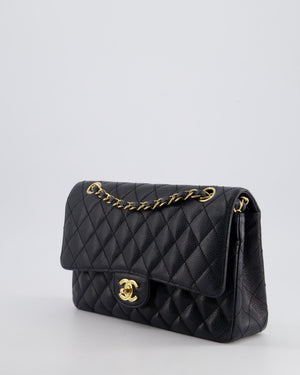 Chanel Black Vintage Medium Classic Double Flap Bag in Caviar Leather with 24K Gold Hardware