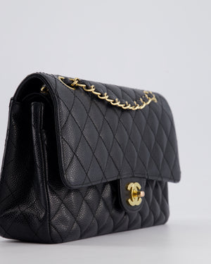 Chanel Black Vintage Medium Classic Double Flap Bag in Caviar Leather with 24K Gold Hardware