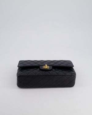 Chanel Black Vintage Medium Classic Double Flap Bag in Caviar Leather with 24K Gold Hardware